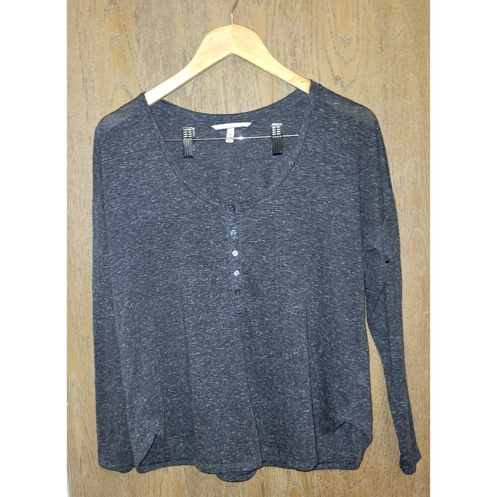 Victoria's Secret Womens Gray Long Sleeve Henley Pajama Top Size Small